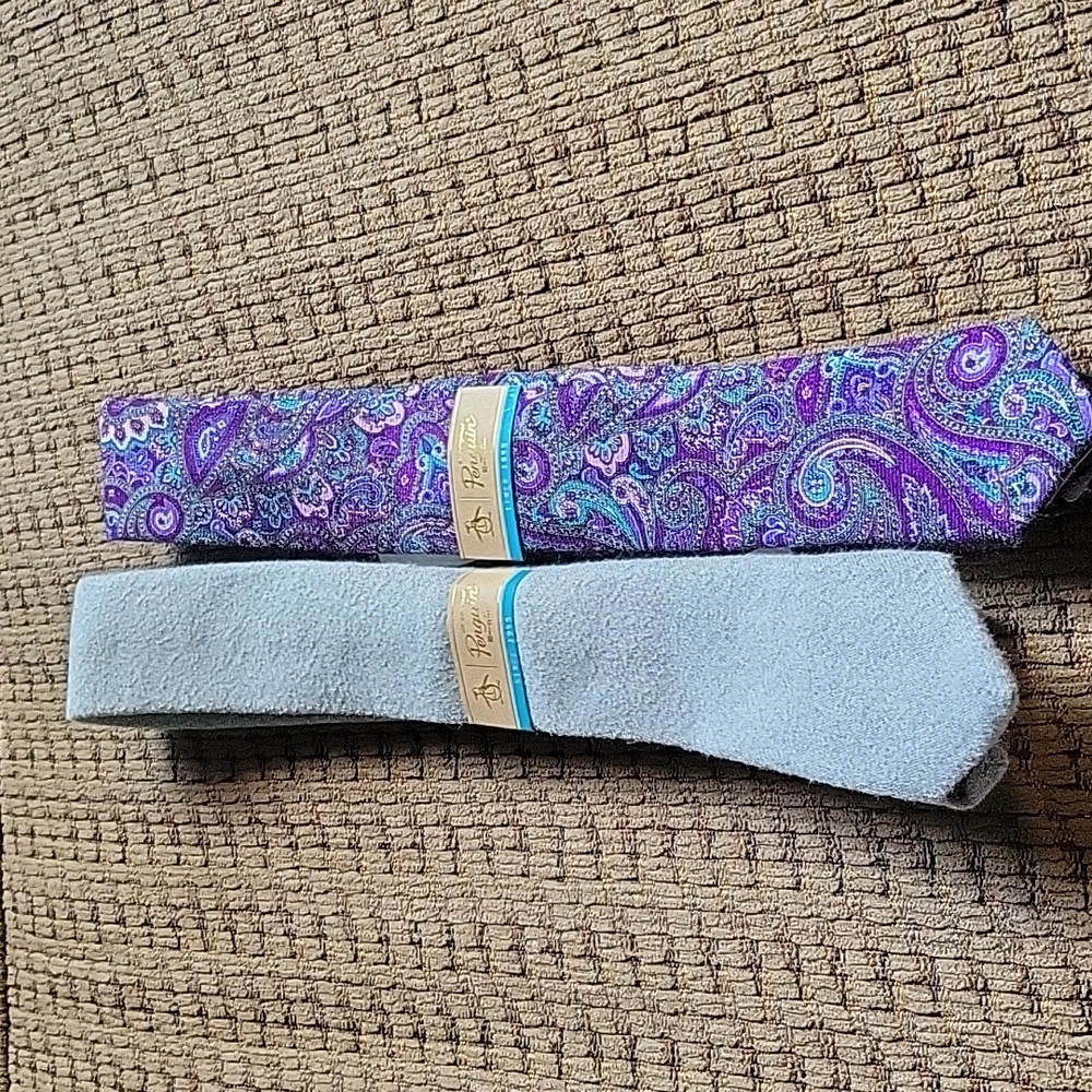 Two Penguin skinny ties, 100% cotton